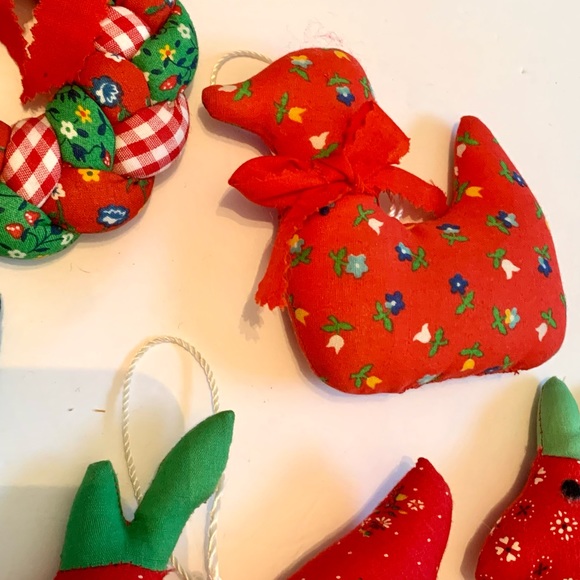 Vintage Quilted Calico Ornaments Scandinavian Farm House Christmas - Picture 12 of 14